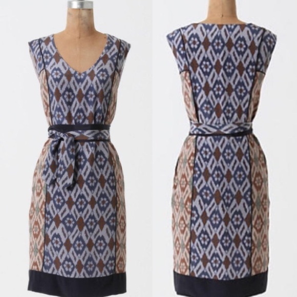 Anthropologie | Coquille Spliced Silk Ikat Dress 4 - Picture 1 of 7